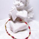 Red and Gold Anklet with a Cute Little Heart Dangle Heart