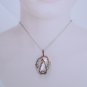 Wire-Wrapped White Cat's Eye Cabochon Pendant