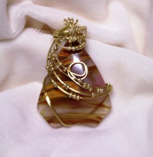 Wire-Wrapped Volcanic Cherry Quartz Pendant