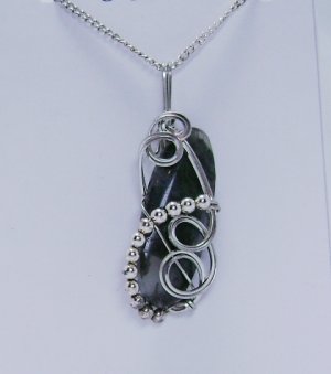 Wire-Wrapped Moss Agate Gemstone Pendant