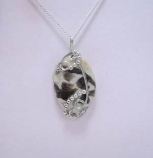 Wire-Wrapped Multi-Colored Marble Stone Pendant
