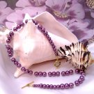 Burgundy Merlot Pearl and Crystal Single-Strand Necklace