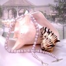 Wisteria Mist/Aqua Pearl and Crystal Single-Strand Necklace