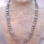 Pewter Pearl and Crystal Single-Strand Necklace