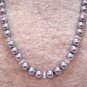 Pewter Pearl and Crystal Single-Strand Necklace