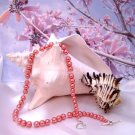 Coral Pearl and Crystal Single-Strand Necklace