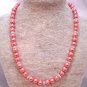 Coral Pearl and Crystal Single-Strand Necklace