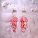 Captivating Salmon Mother of Pearl Teardrop Waterfall Earrings