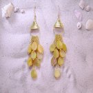 Golden Yellow Mother of Pearl Teardrop Waterfall Earrings