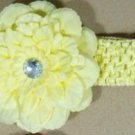 Adorable Yellow ~ Headband With Peony Flower ~ Rhinestone