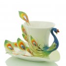 3 Set of Imperial Porcelain Peacock Coffee Cup Set
