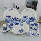 Fine Bone China Dinnerware Set 28PCS Blue and White Porcelain Jiangnan Water Town