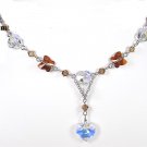 Luxury Silver Tone Butterfly Crystals Necklace