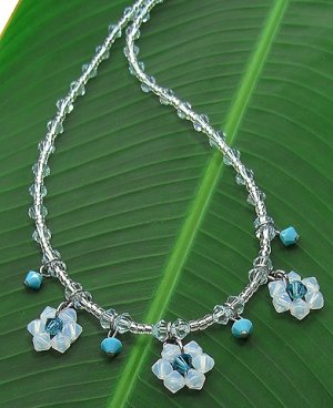 Blue Floral Crystal Necklace