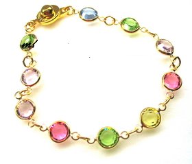 Rainbow Gold Tone Crystals Bracelet