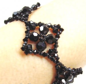 Luxury Flower Black Swarovski Crystal