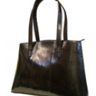 Genuie Snake Leather Glossy Black Handbag