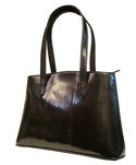 Genuie Snake Leather Glossy Black Handbag