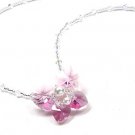 Pink Floral Brilliant Swarovski Crystal Necklace.