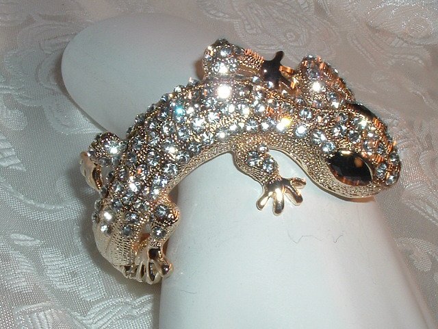 #14 - Gecko Lizard Crystal Rhinestone Clamper Bracelet