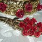 Charming Girls Red Rose Pin & Vintage Clamper Bracelet
