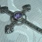 Lovely Vintage 925 Sterling Silver Marcasite & Amethyst Cross Pendant