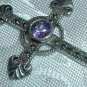 Lovely Vintage 925 Sterling Silver Marcasite & Amethyst Cross Pendant