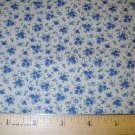 1 yard -  Antique look - Tiny blue flowers on tan background fabric