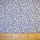 1 yard -  Blue calico flowers on white fabric