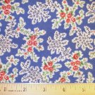 1 yard -  Blue with reproduction roses fabric