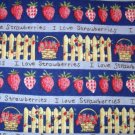 1 yard -  I love Strawberries - Fences, baskets and strawberries in rows