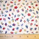 35 inches -  Multi-colored Birdhouses tossed on White background fabric