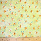 1 yard - Jane Kitching - Fabric by Spectrix - Lime Green with Orange flowers