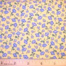1 yard -  Yellow with blue flowers fabric