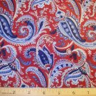 1.875 yard - Red fabric with blue toned paisley designs