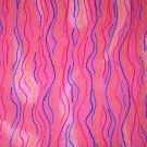 1.33 yards - Hot pink fabric with wavy multi colored stripes