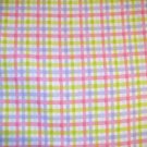1 yard - Pink, pale blue and lime green flaid flannel fabric