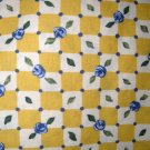 1 yard - Yellow and blue checkerboard flowers fabric