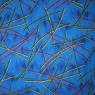 1.875 yards - Blue fabric with bright lines