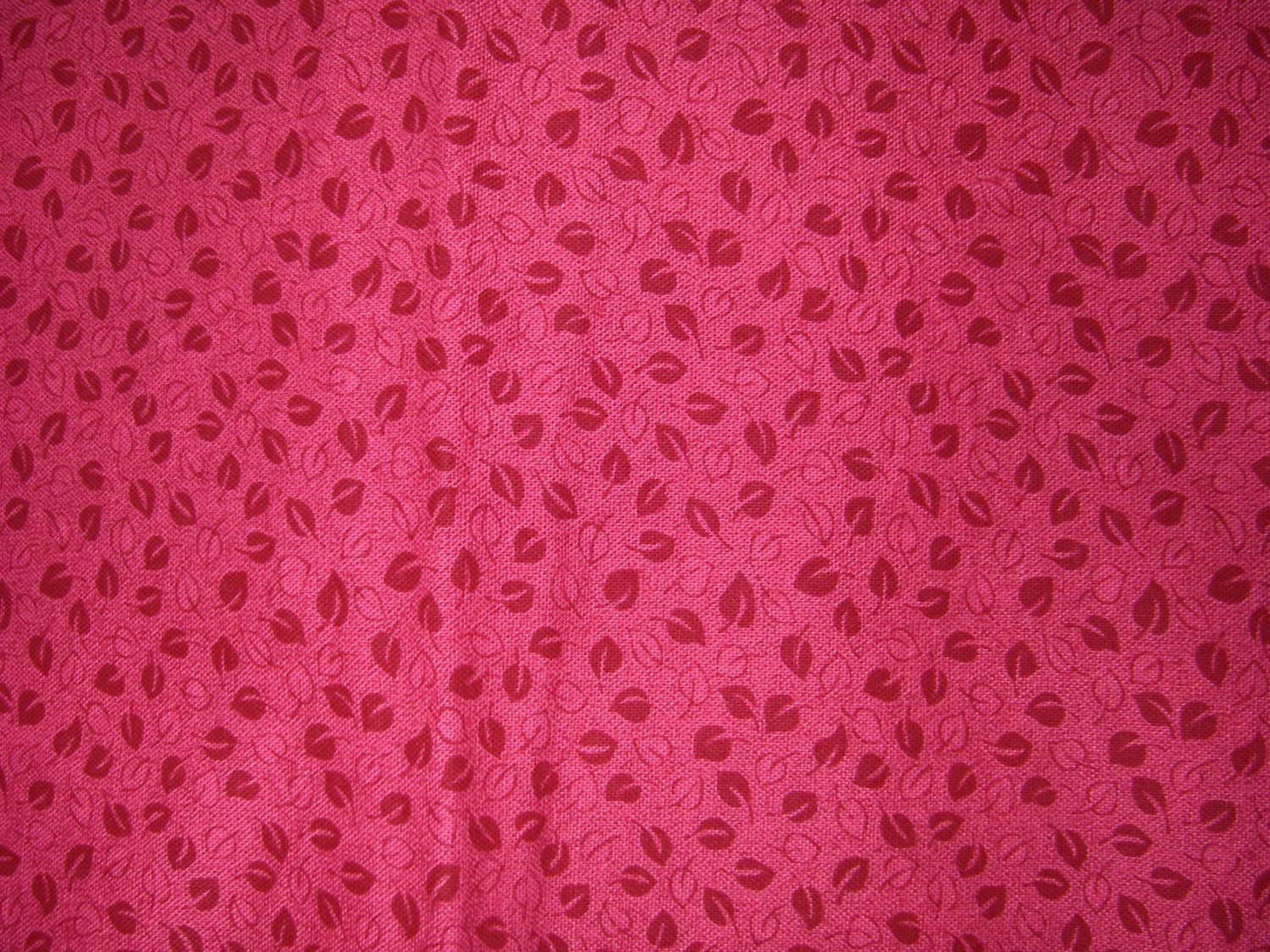 1.33 yards - Pink Red fabric with leaf design
