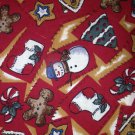 1.875 yards - Dark red fabric with holiday items all over