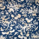 1.875 yards - Peaceable Kingdom - American folk Art Museum fabric - Navy blue, cream design all over