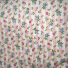 1 yard - Pink stripe fabric with tiny roses - Shabby Chic print