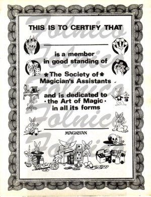 5 MAGICIAN'S ASSISTANT CERTIFICATES / Vintage Magic