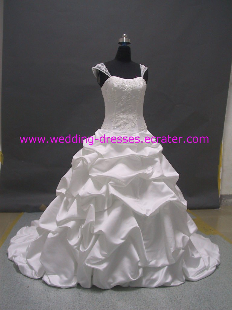 Stunning A-Line Beaded Taffeta Real Wedding Dress / Sample Picture Of Factory(WD539)