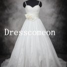 New White Wedding Dress High European Quality with hand made flowers(MD020)
