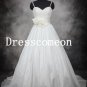 New White Wedding Dress High European Quality with hand made flowers(MD020)