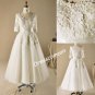 Plus size A-line Scoop Floor-length Half Sleeves Lace Tulle Wedding Dress（WD00112)