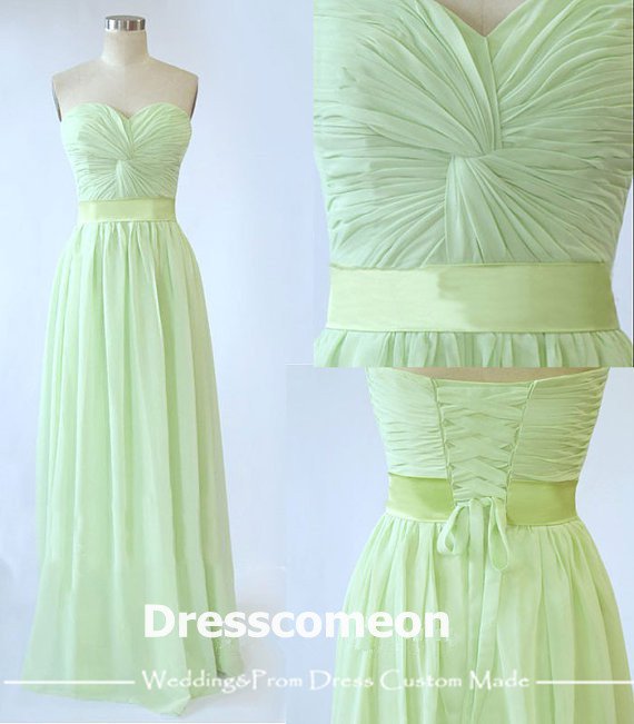 Elegant A-line Floor-length Sweetheart Lace-up Chiffon Bridesmaid Dress(BDMD004)