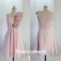 Elegant A-line Knee-length One-shoulder Chiffon Bridesmaid Dress with Flowers(BDMD006)